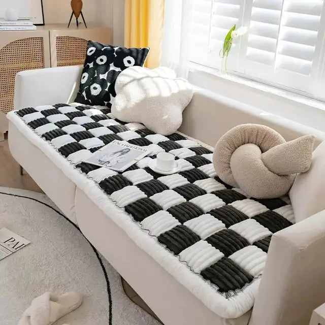 Plush Plaid Pet Mat Bed Couch Cover