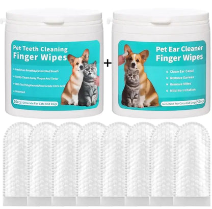 Pet Ear/Teeth Cleaning Wipes with Finger Stall