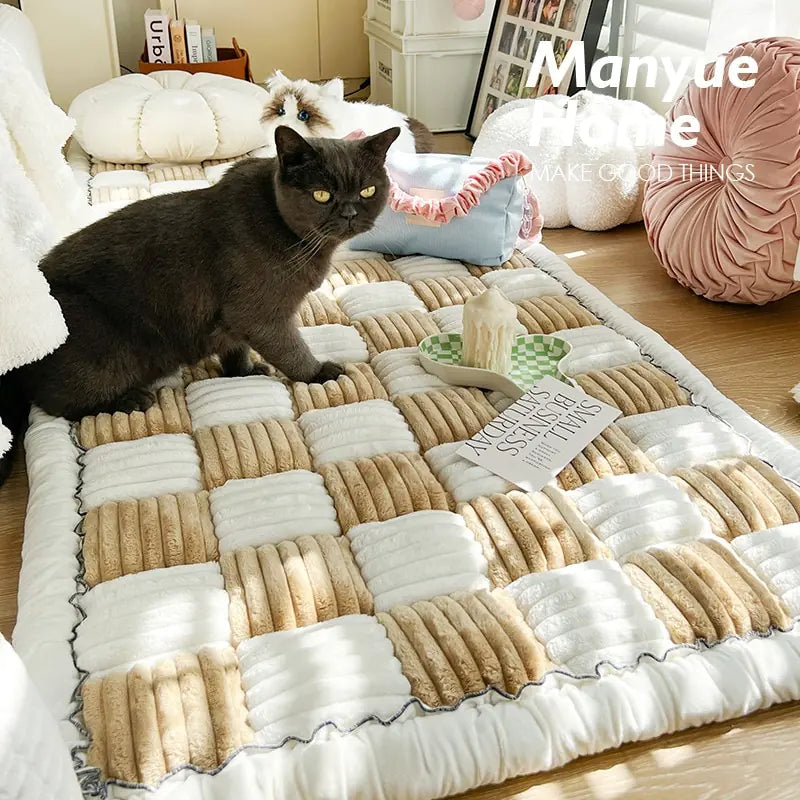 Plush Plaid Pet Mat Bed Couch Cover